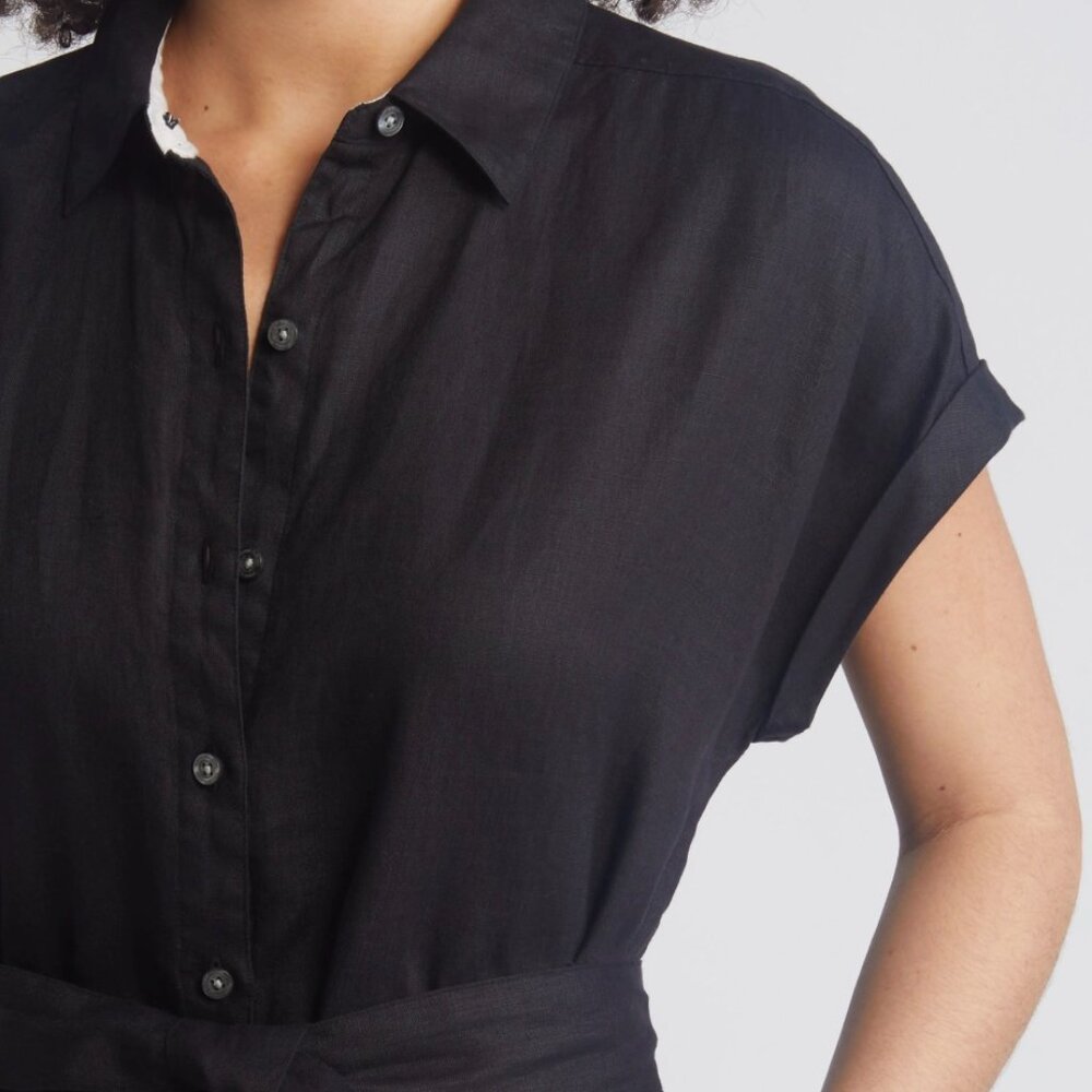 Tommy Bahama Coastalina Linen Midi Shirtdress Black Size XL - Picture 8 of 9